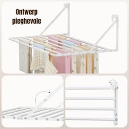 QORA® Wanddroogrek - Wasrek - Droogrek - Wit - 81cm x 6cm x 8cm — thumbnail 3