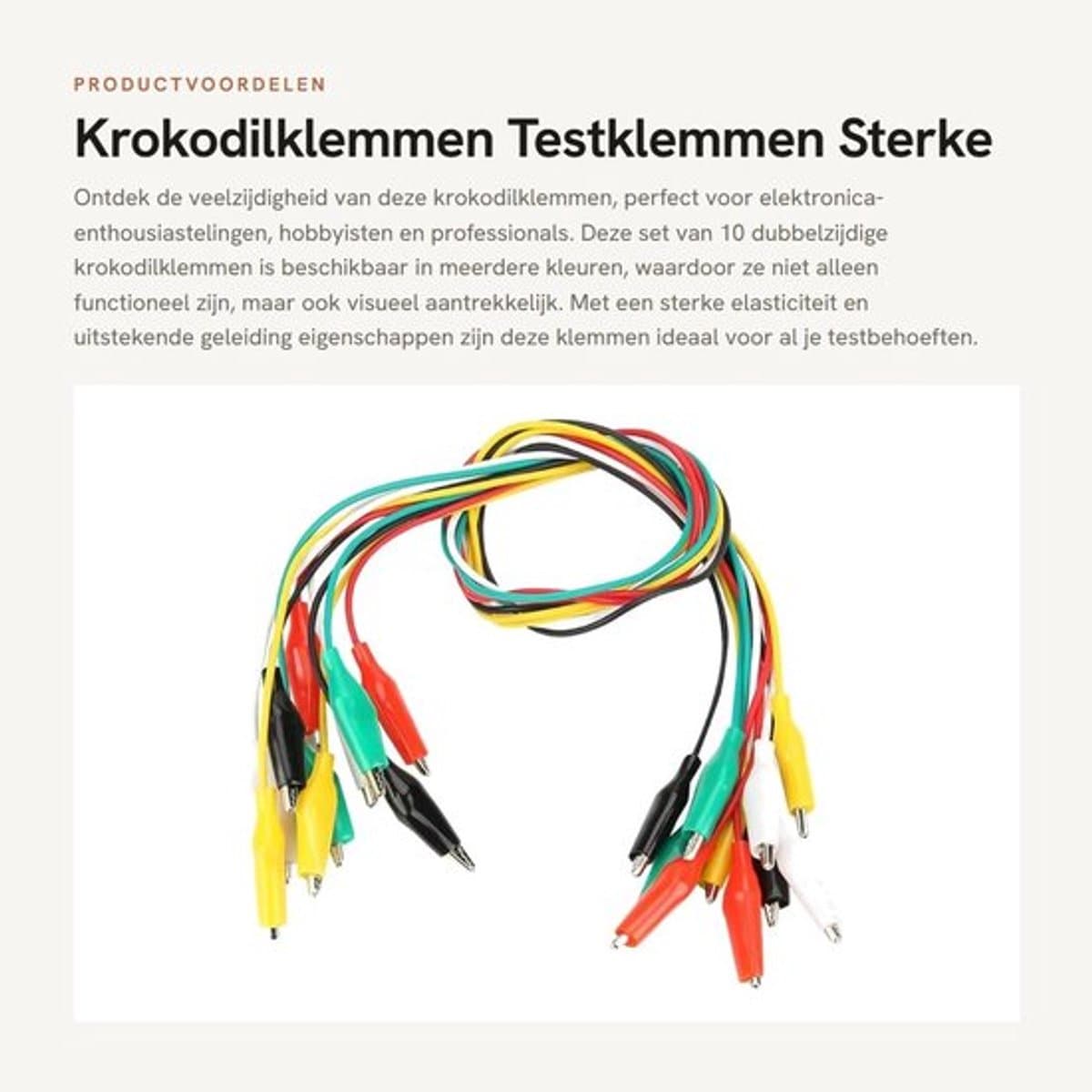 Krokodilklemmen - Testklemmen - Sterke elasticiteit - Rood Zwart Wit Geel Groen - Dubbelzijdige klemmen - Geschikt voor testen - Klemmen... — afbeelding 1