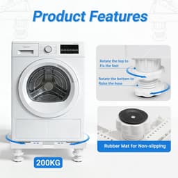 Dailygoods- Sokkel In Hoogte Verstelbaar - Basis Voor Wasmachine - Zuil Voor Koelkast - Maximale Belasting 200 kg - Trillingen Verminderen - 4 Steunpoten - Wasmachinebasis — thumbnail 5