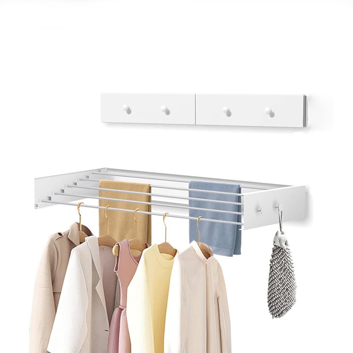 Dailygoods - Inklapbaar droogrek voor wandmontage - Ruimtebesparend en eenvoudig te installeren — afbeelding 1