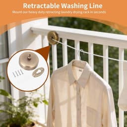 Dailygoods- Waslijn Intrekbaar 2,8 m - Wanddroogrek - Roestvrij Staal - Verstelbaar - Eenvoudig te gebruiken - Maximaal 10 kg draagvermogen - Wasdroger — thumbnail 2