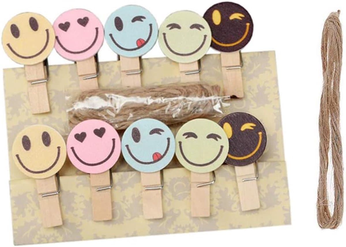 Houten Mini Clips - Fotohouders - Ambachten Maken - Vrolijk Ontwerp - 50 Stuks - Multicolor — afbeelding 1
