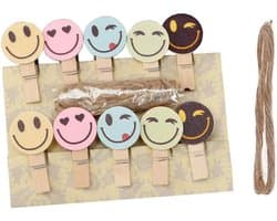 Houten Mini Clips - Fotohouders - Ambachten Maken - Vrolijk Ontwerp - 50 Stuks - Multicolor