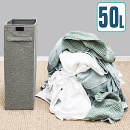 Dailygoods - 20 cm Smalle Wasmand met Deksel - 50L Opbergbox Grijs — thumbnail 4
