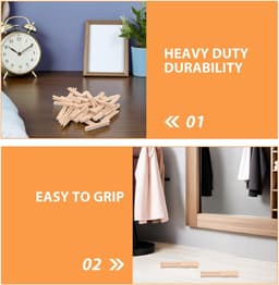 Houten Wasknijpers - Kleine Knijpers - Wasgoed Ophangen - Gladgeschuurd Ontwerp - 25 Stuks - Beige — thumbnail 5