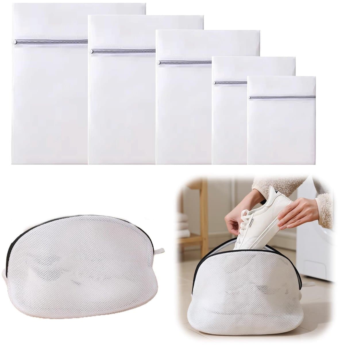 Dailygoods - 9-delige set wasnet wasmachine, mesh, drievoudige dikte, net, wasmachine, sets in meerdere maten, herbruikbaar, waszak, schoenen, wasmachine voor sneakers — afbeelding 1