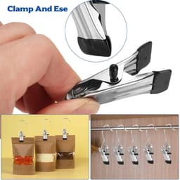 Dailygoods- Wasknijpers 26 Stuks - Roestvrij Stalen Klemmen - Antislip Kleerhanger Clips - 360° Draaibare Haak - Duurzaam en Lichtgewicht — thumbnail 2