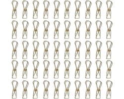 50 stuks metalen draadklemmen, multifunctionele stalen draadklemmen, minispelden voor kleding, rekeningen, papier, kantoorbenodigdheden, keuken, kamperen (32 mm, goud)