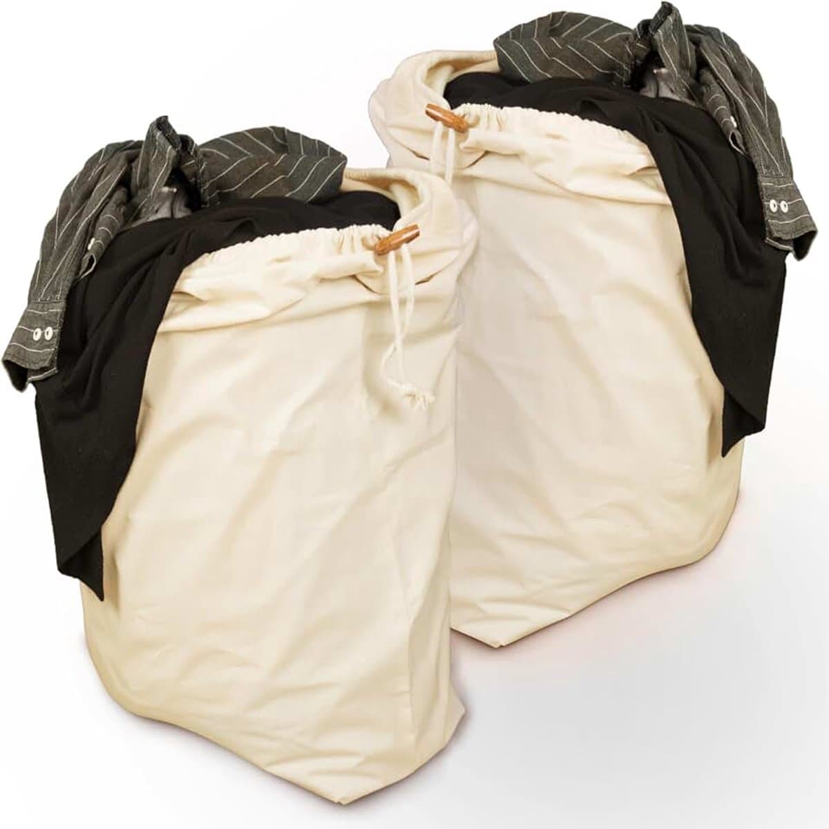 Waszak set van 2, 67 x 87cm EXTRA grote & slijtvaste waszak voor op reis, 100% katoen [Oeko-Tex gecertificeerd], waszak groot, waszak, vuile waszak voor op reis — afbeelding 1