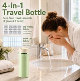 4 in 1 Travel Dispenser Bottle(Includes Labels、funnel、Cleaning Straw Brush) | 4 in 1 Travel Bottle Dispenser丨4 in 1 Travel Bottle Dispenser for Shampoo Lotion Conditioner Cream Essentials — thumbnail 4