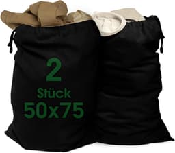 SnelShoppen - Extra grote waszakken 50 x 75 cm van 100% katoen, duurzame wascollector met trekkoord, waszakken set van 2, ademend en milieuvriendelijk — thumbnail 1
