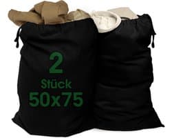 SnelShoppen - Extra grote waszakken 50 x 75 cm van 100% katoen, duurzame wascollector met trekkoord, waszakken set van 2, ademend en milieuvriendelijk