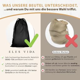 SnelShoppen - Extra grote waszakken 50 x 75 cm van 100% katoen, duurzame wascollector met trekkoord, waszakken set van 2, ademend en milieuvriendelijk — thumbnail 4