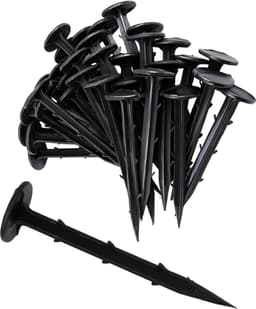 SnelShoppen - 50 Stuks Earth Nails voor Onkruid, 11 cm Lange Grondankers, Zwarte Grondsteken van Onbreekbaar Plastic, Voor Veiligheidsnet, Molly Gaas, — thumbnail 1