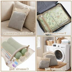 Set van 2 Katoenen Wasnetten voor Delicate Kleding, Ademend Met Rits voor Ondergoed, Sokken en Kledingstukken - 15,75×12 cm en 7,87×12 cm — thumbnail 3