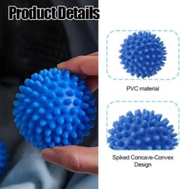 SnelShoppen - Set van 5 Herbruikbare PVC Droogballen - Versnel het Droogproces, Verminder Kreuken in Kleding, Ideaal voor Wasmachine en Droger — thumbnail 4