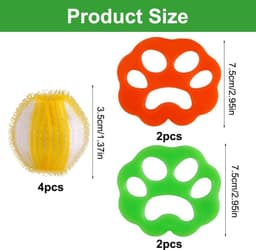 SnelShoppen - 8 Stuks Dierenharen Verwijderaar Wasmachine, Herbruikbare Haarvangers voor Wasmachine, Fluff Ballen voor Kleding, Sofa en Lakens, Effici — thumbnail 5