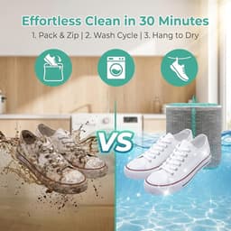 Schoenwaszak XL - Geluiddempende Waszak voor 1 Paar Schoenen - Sneakerwaszak voor Wasmachine met Ritsbescherming en Grote Capaciteit - Grijs en Groen — thumbnail 2