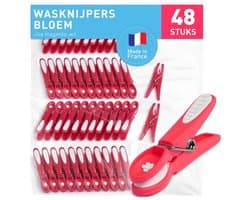 Wasknijpers 48 Stuks - Duurzaam - Houten Wasknijpers - Kleine Wasknijpers - Wasknijpermandje - Robuust Plastic - Wasclips