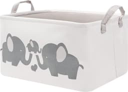 - Inklapbare Was & Opslag Mand - Stoffen Mand - Vouwbare Mand voor Kleding - Baby Speelgoed Organizer - Handvatten - 17 Liter - 22 x 27 x 37,5 cm - Geschikt voor - Babykamer - Grijs — thumbnail 1