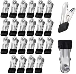 24 stuks - Wasknijpers van roestvrij staal - extra stevige klemmen - metalen klemmen - bulkverpakking wasknijpers - windbestendige droogklemmen - geschikt voor voedsel, waslijnen, sokken, foto's, handdoeken, snacks, enz. (5.5 cm, zwart) — thumbnail 1