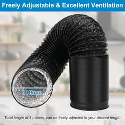 Afvoerslang PVC - Ventilatieslang Afzuigkap - Lucht Afvoeren - Dubbellaags Aluminiumfolie - 110 mm - Grijs — thumbnail 5