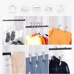 Grote Wasknijpers - Handdoek Clips - Kleding Drogen - Roestvrij Staal - 10 Stuks 8 cm - Zilver — thumbnail 5