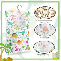 Kledingknijper Tas - Knijperhouder Opberger - Kleding Droge Houden - Met Draaibare Haak - 38 x 28 cm - Dino Print — thumbnail 4
