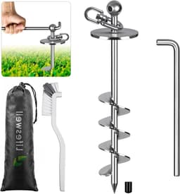 Grondanker Hond - Hondenlijn Paal - Buiten Activiteiten - Robuust Alloy Staal - 40 cm - Zilver — thumbnail 1