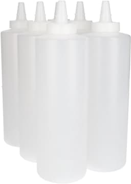 6 x Knijpbare Doseerfles 750 ml mat doorzichtig met Tuitdop naturel- BPA Vrij - Niet Breekbaar - Plastic Flesjes Navulbaar - Met Dop - Lege Flessen - 6 stuks — thumbnail 2