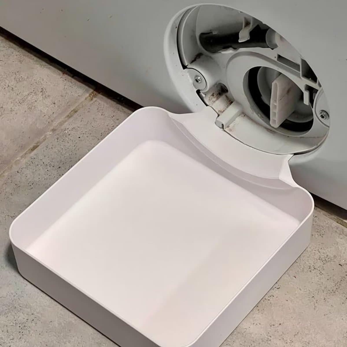 2-stuks Afvoerbak voor de wasmachine - Lekbak voor de wasmachine - Overloopbeveiliging voor de vloer - Kunststof - 18x17,8x4,5 cm - Voor gebruik in wasruimtes en kelders om overlopen van waswater te voorkomen - Wit — afbeelding 1