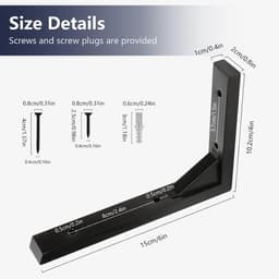 Zwarte Planksteunen 15,5cm - RVS L-vormige Beugels - Triangulaire Versteviging - Sterke Ondersteuning - m-winkel — thumbnail 5