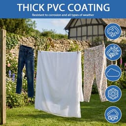 Buitenwaslijn 30m met stalen kern - 4mm PVC-gecoat - Extra sterk en duurzaam - Ideaal voor tuin en camping - ShopVlot — thumbnail 4
