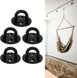 SnelShoppen - 5 Stuks Ronde Heavy Duty Pad Eye Platen Bevestigingshaken van 304 Roestvrij Staal, Dikke Zwarte Wandgemonteerde Ringhaken, U-Vormige Pla — thumbnail 2