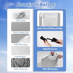 SnelShoppen - Teletrogy 3-in-1 Waszak voor Schoenen 2 Stuks, Grijs - Chenille Vezels, Verborgen Rits, Perfect voor Wasmachine, Diep Reinigend, Schoenw — thumbnail 2