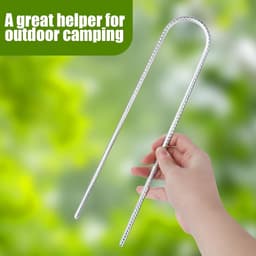 Set van 6 Grondankers van 30 cm van Gegalvaniseerd Staal voor Trampolines, Tenten en Campingaccessoires, Robuuste U-vormige Grondpinnen voor Beveiliging van Schuttingen en Luifels — thumbnail 3