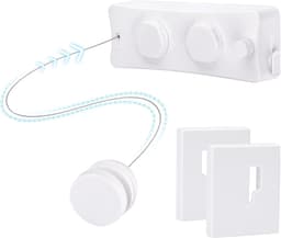 Uitschuifbare Drooglijn Voor Aan De Muur 10m – Dubbele RVS-lijn 2 ×5m, Vergrendeling, Max. 20 kg, Ruimtebesparend, ABS Behuizing, Wit — thumbnail 1