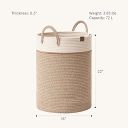 Jolíe Muse Grote opbergmand - Katoenen touw wasmand met handvat voor luierdeken speelgoed handdoek geweven wasmand woondecoratie wit & woestijn-XL — thumbnail 3