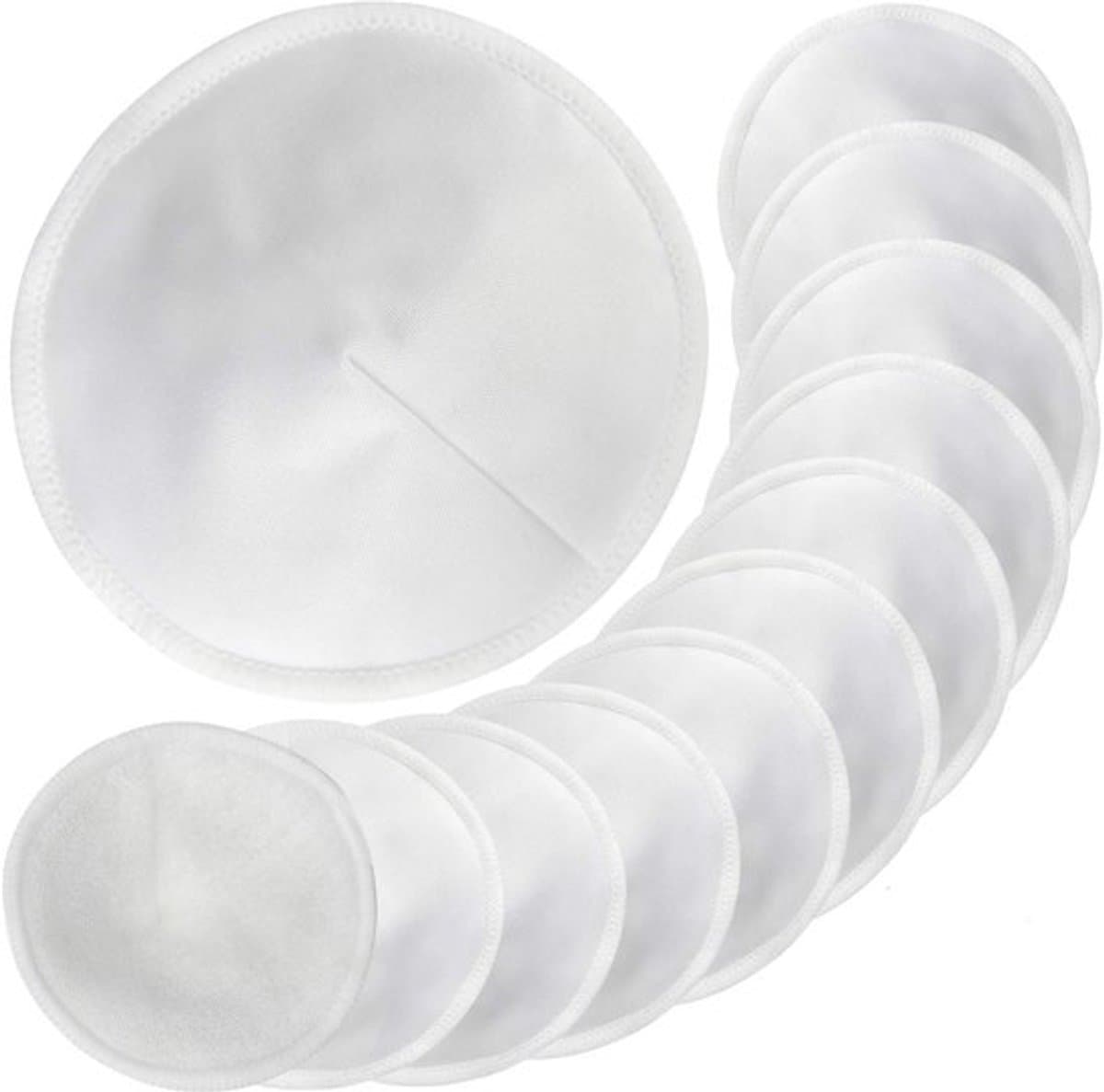 Borstvoedingspads 12 Stuks - Herbruikbare Bamboe/Katoenen - Zachte/Absorberende - Waszak - 11 cm - Luxe Ontwerp - Zoogkompressen — afbeelding 1