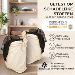 SnelShoppen - Waszakken set van 2, 50 x 70 cm EXTRA groot, duurzaam, 100% katoen, Oeko-Tex gecertificeerd, ideaal voor reizen, milieuvriendelijk — thumbnail 3