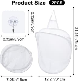 Hangende Vuile Wasmand Set - 2-Delig - Inclusief 2 Ophanghaken - Opvouwbare Wasmand voor aan Wand en Deur - Universele Speelgoedorganizer en Wasmand - Wit en Grijs — thumbnail 2