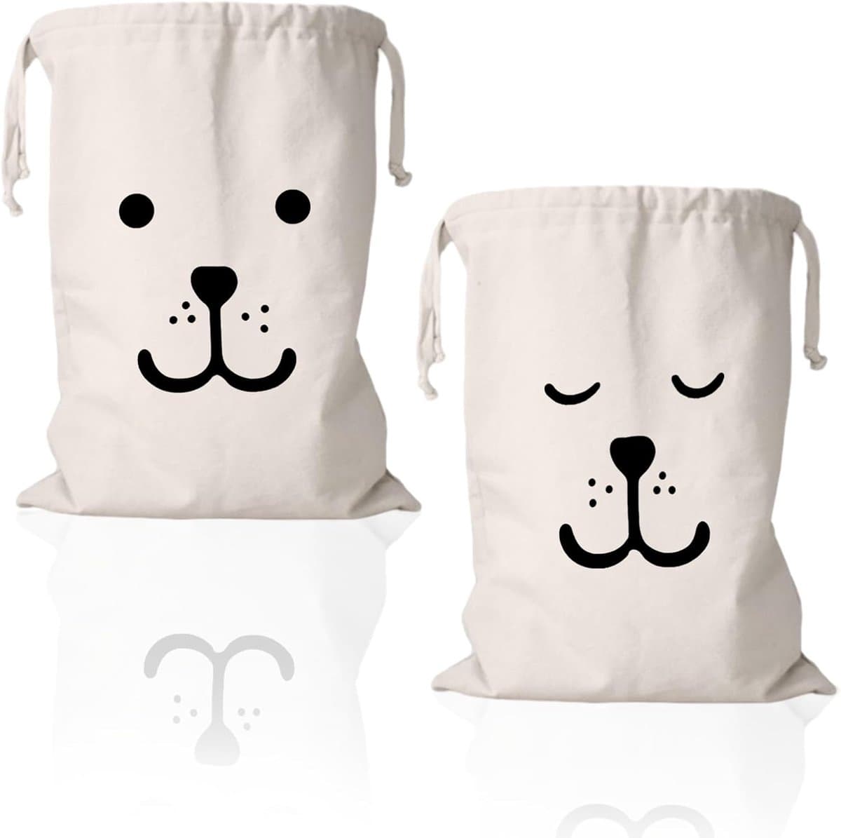 SnelShoppen - 2 Stuks Wasbare Grote Katoenen Trekkoord Tas Speelgoed | 50x60cm Herbruikbare Waszak Voor Kleding, Speelgoed, Camping, Kinderen, Tuin, K — afbeelding 1