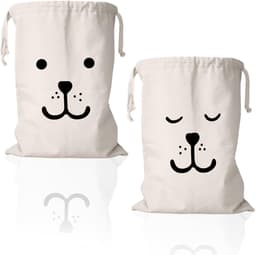 SnelShoppen - 2 Stuks Wasbare Grote Katoenen Trekkoord Tas Speelgoed | 50x60cm Herbruikbare Waszak Voor Kleding, Speelgoed, Camping, Kinderen, Tuin, K — thumbnail 1