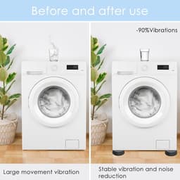 4 stuks zwarte anti-vibratiematten geschikt voor wasmachines, geluidsreducerende wasmachinevoetjes met rubberen pads, geschikt voor wasmachines, drogers, meubels, anti-vibratiepads geschikt voor wasmachines — thumbnail 2