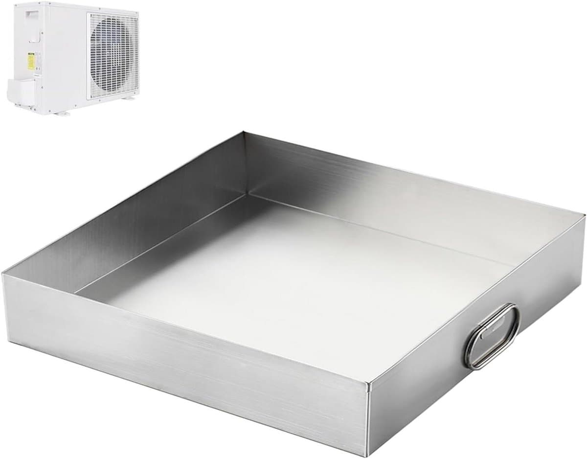 Lekbak Wasmachine - Airco Bak - Vloer Beschermen - Roestvrij Staal - 45x45x5cm - Zilver — afbeelding 1