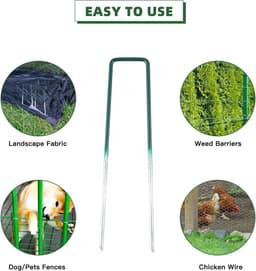Grondanker - Half Groen - 150 mm lang, 25 mm breed, 3 mm dik - Verzinkt Stalen U-vormige Tuinharingen - Voor Tuin en Moestuin — thumbnail 3