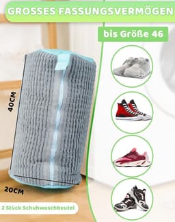 Schoenwaszak voor de wasmachine - Set van 2, ideaal voor sneakers en sportschoenen, grijze waszakken voor optimale bescherming tijdens het wassen — thumbnail 4