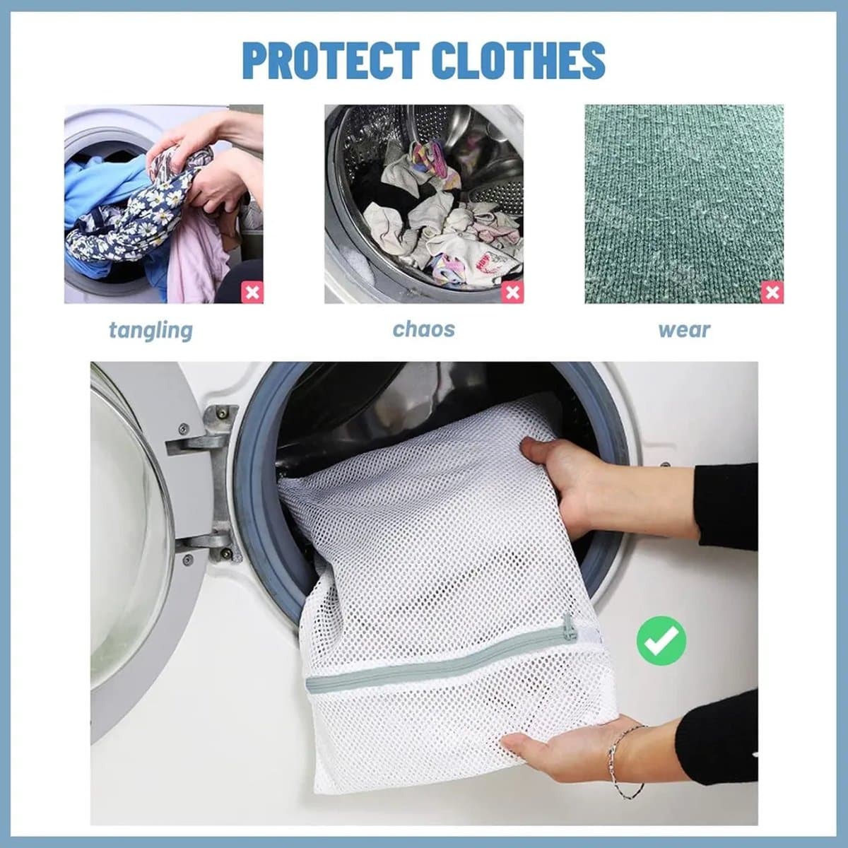 Waszakken - 2 stuks - 30 x 40 cm - Beschermt kleding en wasmachine - Wit — afbeelding 1