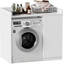 Wasmachinekast - Ombouwkast Droger - Ruimte Besparen - Extra Zijkasten - 96x66x96 cm - Wit — thumbnail 1