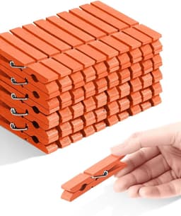 Houten Knijpers - Kleurrijke Clips - Decoratief Gebruik - Milieuvriendelijke Verf - 50 Stuks - Oranje — thumbnail 1